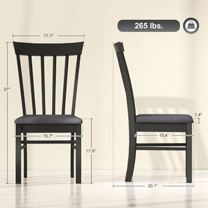 English Elm Modern Farmhouse Rubberwood Dining Chairs with Slatted Back and Cushioned Seat Set of 2 T3971P427839
