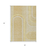 Homeroots 5' X 8' Beige Abstract Washable Indoor Outdoor Area Rug Beige Polyester 561306