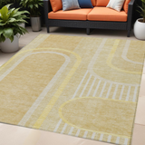 Homeroots 5' X 8' Beige Abstract Washable Indoor Outdoor Area Rug Beige Polyester 561306