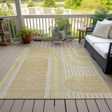 Homeroots 5' X 8' Beige Abstract Washable Indoor Outdoor Area Rug Beige Polyester 561306