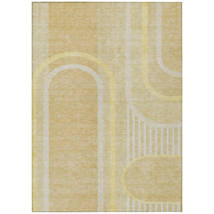 Homeroots 5' X 8' Beige Abstract Washable Indoor Outdoor Area Rug Beige Polyester 561306