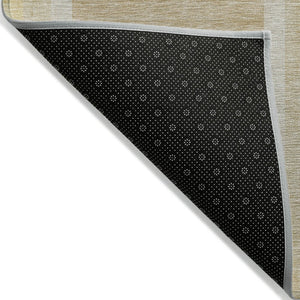 HomeRoots 5' X 8' Abstract Washable Indoor Outdoor Area Rug - Stylish, Durable, Perfect for High-Traffic Spaces Beige 561306
