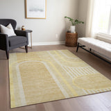 Homeroots 5' X 8' Beige Abstract Washable Indoor Outdoor Area Rug Beige Polyester 561306