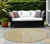 Homeroots 8' X 8' Beige Round Abstract Washable Indoor Outdoor Area Rug Beige Polyester 561307