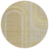 Homeroots 8' X 8' Beige Round Abstract Washable Indoor Outdoor Area Rug Beige Polyester 561307