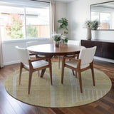 Homeroots 8' X 8' Beige Round Abstract Washable Indoor Outdoor Area Rug Beige Polyester 561307