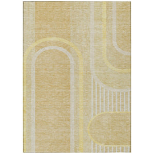HomeRoots 5' X 8' Abstract Washable Indoor Outdoor Area Rug - Stylish, Durable, Perfect for High-Traffic Spaces Beige 561309