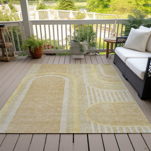 HomeRoots 5' X 8' Abstract Washable Indoor Outdoor Area Rug - Stylish, Durable, Perfect for High-Traffic Spaces Beige 561310