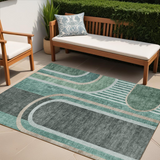 Homeroots 5' X 8' Black And Green Abstract Washable Indoor Outdoor Area Rug Emerald Polyester 561315