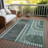 Homeroots 5' X 8' Black And Green Abstract Washable Indoor Outdoor Area Rug Emerald Polyester 561315