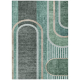 Homeroots 5' X 8' Black And Green Abstract Washable Indoor Outdoor Area Rug Emerald Polyester 561315