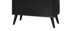 English Elm Black Mid-Century Chest 34"W x17"D x48"H – 4-Drawer Recessed Pulls, Tapered Legs, Sleek Modern Storage B2741P367988