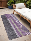 Homeroots 2' X 8' Purple And Black Abstract Washable Indoor Outdoor Runner Rug Purple Polyester 561330