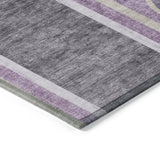 Homeroots 2' X 8' Purple And Black Abstract Washable Indoor Outdoor Runner Rug Purple Polyester 561330