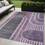 Homeroots 5' X 8' Purple And Black Abstract Washable Indoor Outdoor Area Rug Purple Polyester 561333