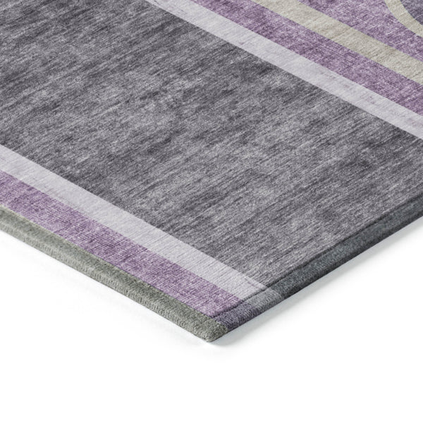 Homeroots 2' Abstract Washable Indoor Outdoor Runner Rug - Stylish, Stain Resistant Design For Any Space Purple Polyester 561335