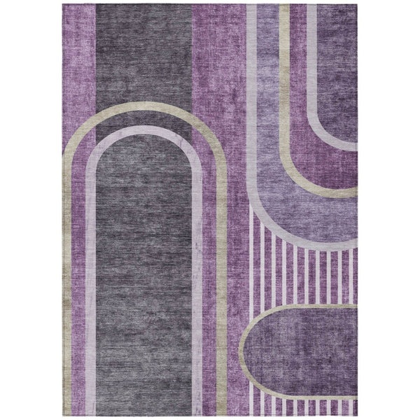 HomeRoots 5' X 8' Abstract Washable Indoor Outdoor Area Rug - Stylish, Durable, Perfect for High-Traffic Spaces Purple 561337
