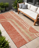 Homeroots 2' X 8' Salmon Abstract Washable Indoor Outdoor Runner Rug Salmon Polyester 561339