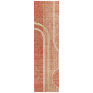 Homeroots 2' X 8' Salmon Abstract Washable Indoor Outdoor Runner Rug Salmon Polyester 561339