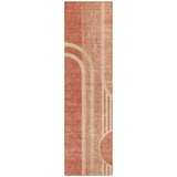 Homeroots 2' X 8' Salmon Abstract Washable Indoor Outdoor Runner Rug Salmon Polyester 561339