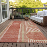 Homeroots 3' X 5' Salmon Abstract Washable Indoor Outdoor Area Rug Salmon Polyester 561341