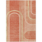 Homeroots 3' X 5' Salmon Abstract Washable Indoor Outdoor Area Rug Salmon Polyester 561341