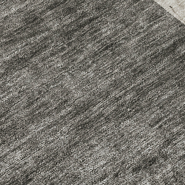 Homeroots 2' X 8' Gray Green And Gold Abstract Washable Non Skid Indoor Outdoor Area Rug Taupe Polyester 561348