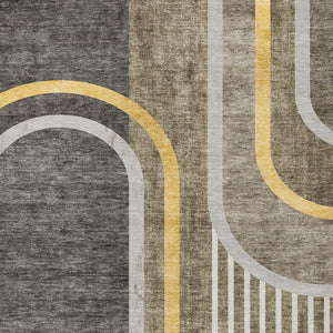 Homeroots 2' Abstract Washable Indoor Outdoor Runner Rug - Stylish, Stain Resistant Design For Any Space Taupe Polyester 561351