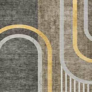 HomeRoots 5' X 8' Abstract Washable Indoor Outdoor Area Rug - Stylish, Durable, Perfect for High-Traffic Spaces Taupe 561354