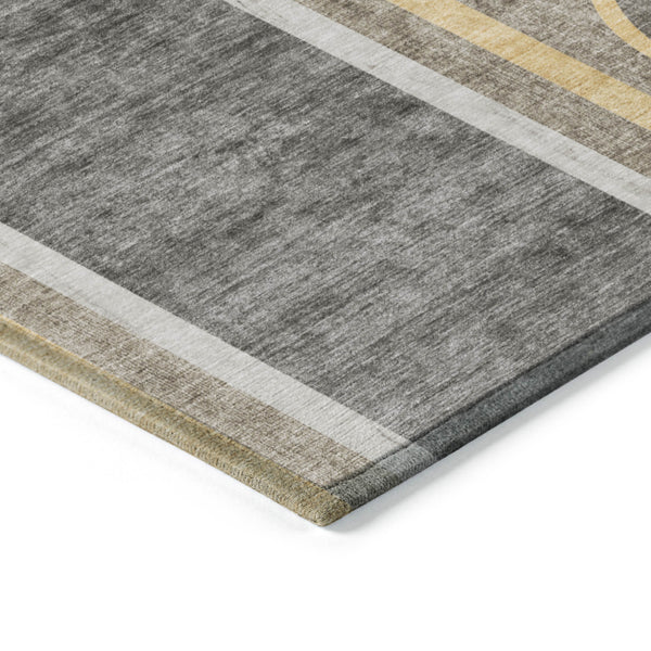 Homeroots 2' Abstract Washable Indoor Outdoor Runner Rug - Stylish, Stain Resistant Design For Any Space Taupe Polyester 561355