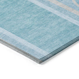 Homeroots 2' X 8' Teal Abstract Washable Indoor Outdoor Runner Rug Teal Polyester 561357