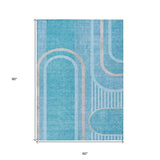 Homeroots 5' X 8' Teal Abstract Washable Indoor Outdoor Area Rug Teal Polyester 561360