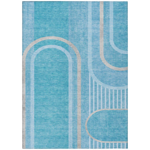 Homeroots 8' X 10' Teal Abstract Washable Indoor Outdoor Area Rug Teal Polyester 561362