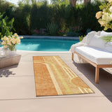 Homeroots 2' X 8' Terra Cotta Abstract Washable Indoor Outdoor Runner Rug Terracotta Polyester 561366