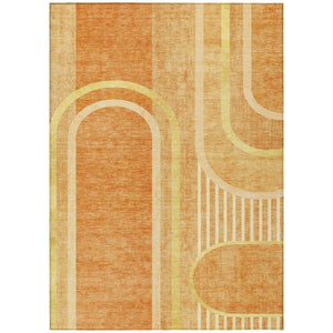 HomeRoots 5' X 8' Abstract Washable Indoor Outdoor Area Rug - Stylish, Durable, Perfect for High-Traffic Spaces Terracotta 561369