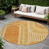 Homeroots 8' X 8' Terra Cotta Round Abstract Washable Indoor Outdoor Area Rug Terracotta Polyester 561370