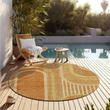 Homeroots 8' X 8' Terra Cotta Round Abstract Washable Indoor Outdoor Area Rug Terracotta Polyester 561370