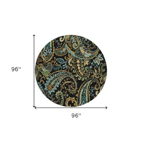 Homeroots 2' Artichoke Green Paisley Washable Indoor-outdoor Runner Rug For Easy Care And Style Black Polyester 561388