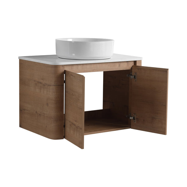 English Elm 30'' Wall-Mounted Bathroom Vanity With Ceramic Vessel Sink & Soft-Close Doors For Modern Spaces W999S00387