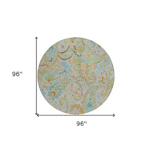 Homeroots 2' Artichoke Green Paisley Washable Indoor-outdoor Runner Rug For Easy Care And Style Gray Polyester 561406