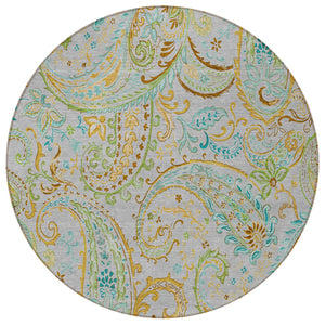 Homeroots 2' Artichoke Green Paisley Washable Indoor-outdoor Runner Rug For Easy Care And Style Gray Polyester 561406