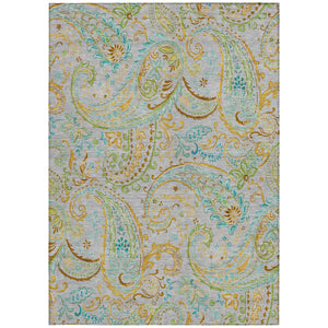 Homeroots 2' Artichoke Green Paisley Washable Indoor-outdoor Runner Rug For Easy Care And Style Gray Polyester 561407