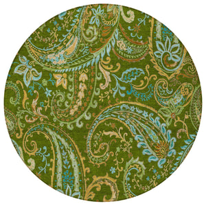 Homeroots 2' Artichoke Green Paisley Washable Indoor-outdoor Runner Rug For Easy Care And Style Green Polyester 561415