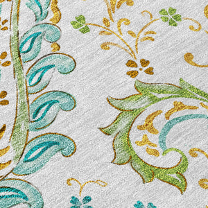 Homeroots 8' Runner Ivory And Gold Paisley Washable Non Skid Indoor Outdoor Runner Rug Ivory Polyester 561420