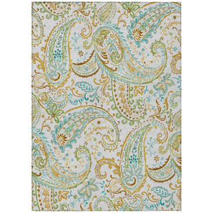 HomeRoots 5' Stylish Paisley Area Rug - Washable, Durable, UV-Resistant for Indoor & Outdoor Spaces Ivory 561423