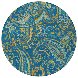 Homeroots 2' Artichoke Green Paisley Washable Indoor-outdoor Runner Rug For Easy Care And Style Navy Polyester 561433