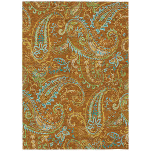 Homeroots 5' X 8' Orange Paisley Washable Non Skid Indoor Outdoor Area Rug Paprika Polyester 561441