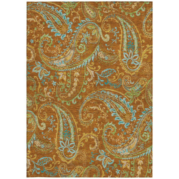 Homeroots 2' Artichoke Green Paisley Washable Indoor-outdoor Runner Rug For Easy Care And Style Paprika Polyester 561443