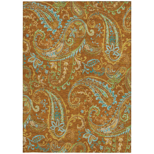 Homeroots 2' Artichoke Green Paisley Washable Indoor-outdoor Runner Rug For Easy Care And Style Paprika Polyester 561444