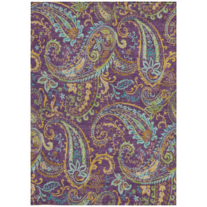 Homeroots 2' Artichoke Green Paisley Washable Indoor-outdoor Runner Rug For Easy Care And Style Purple Polyester 561449